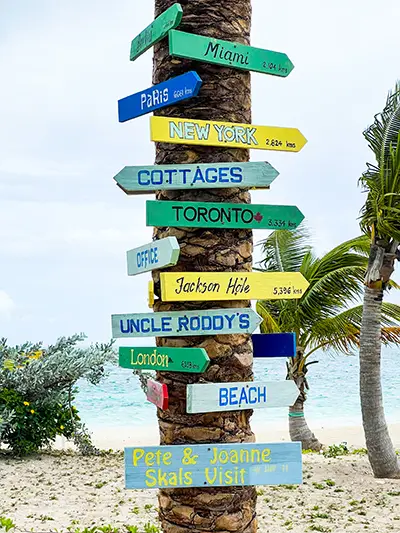 directional sign for destinations of the best sailing trips in the caribbean