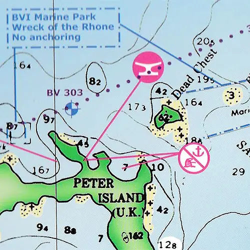 Sailing Chart of Deadmans Bay and Dead Chest Island