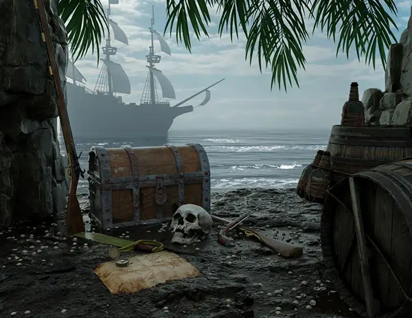 Pirate Chest on Beach for legend of Dead Chest Island