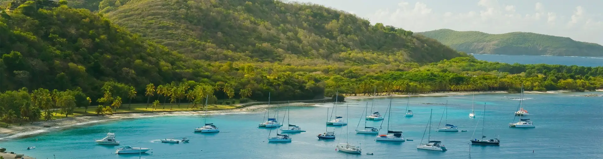 Panorama of Mustique Island in St. Vincent and the Grenadines