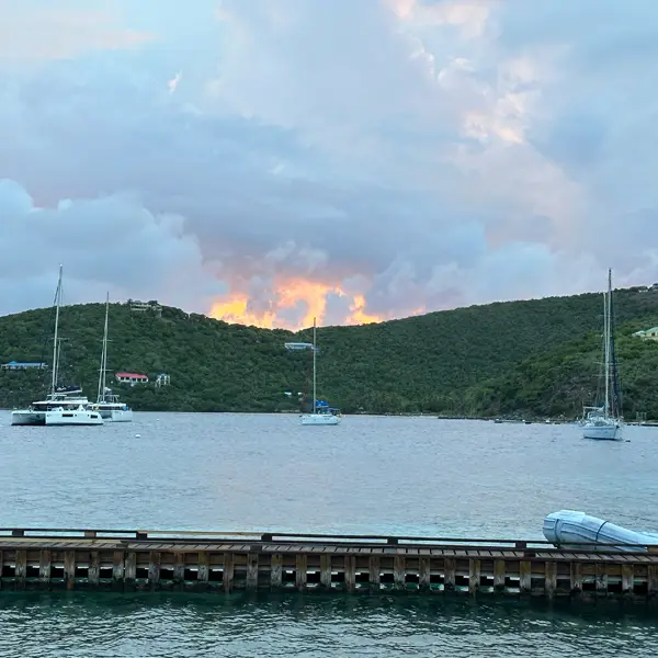 Beautiful sunset over Marina Cay from the dinghy dock