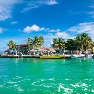 Colorful coastal town on a Belize sailing adventure