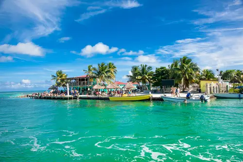 Colorful coastal town on a Belize sailing adventure